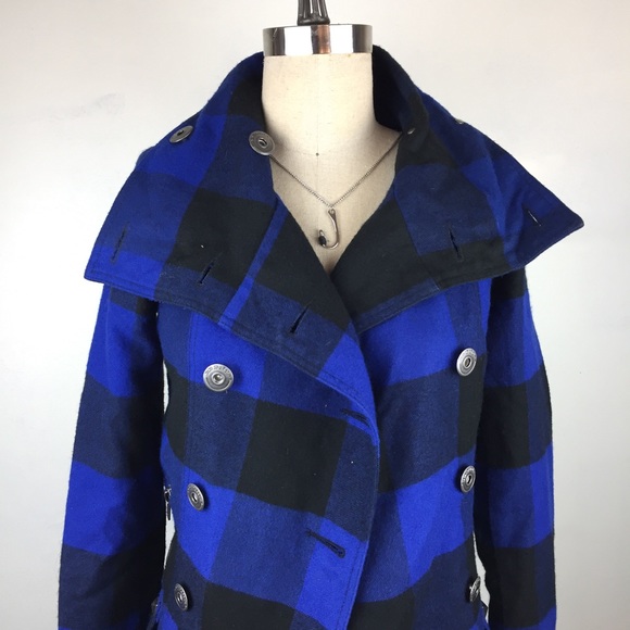 BB Dakota Plaid Black Blue Belt Jacket XS - Picture 2 of 8
